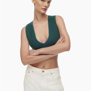 NWT Aritzia | Babaton Sculpt Knit Deep V Tank, Monarch Teal, Size XS
